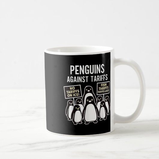 ペンギンTa関税に対おもしろいする抗議ペンギン コーヒーマグカップ (右)