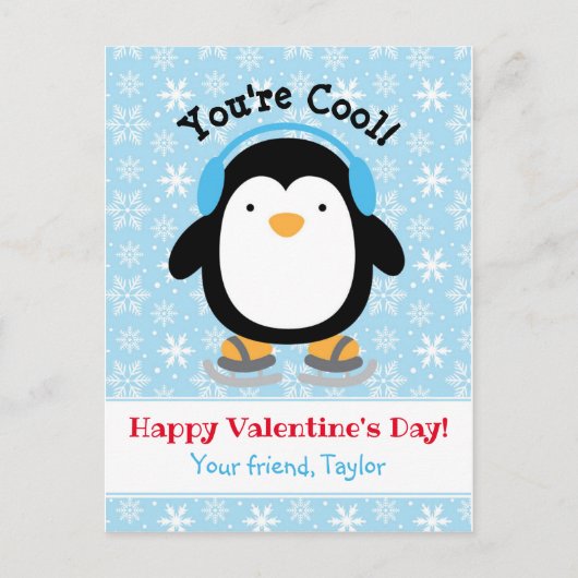 ペンギンValentines Day Cards (Kids) パーソナライズされた - シーズンポストカード (正面)