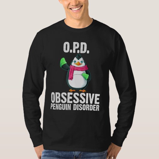 ペンギ男性へン女性鳥水中競技冬動物 Tシャツ (正面)