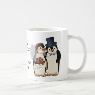 ペンギ結婚ンの新郎新婦のタイカスタマイズ- コーヒーマグカップ