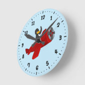 ペンギ飛んでいるンの丸い時計 ラウンド壁時計 (傾斜)