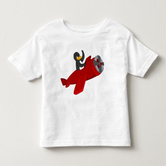 ペンギ飛んでいるンの幼児のTシャツ トドラーTシャツ (正面)