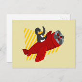 ペンギ飛んでいるンの漫画はがき ポストカード (正面/裏面)