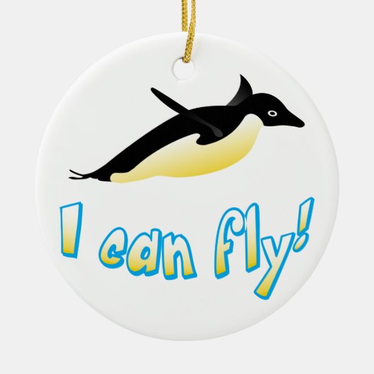 ペンギ飛んでいるン セラミックオーナメント (正面)