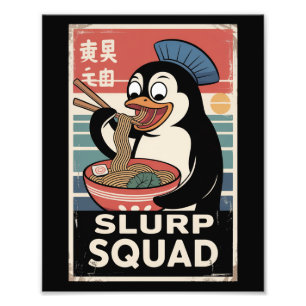 ペンギ食べンのラーメンおもしろいスラップ隊 フォトプリント           