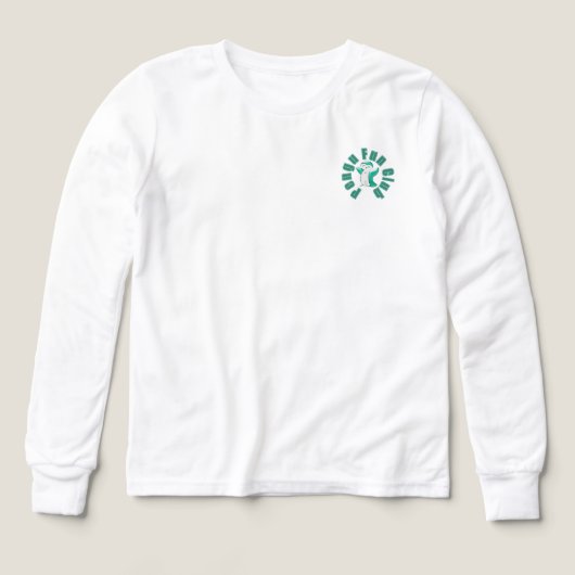 ペングハッピーペンギンおもしろいクラブ（グリーン – W）ロングスリーブ (デザイン正面)