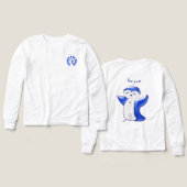 ペングハッピーペンギンおもしろいクラブ（ブルー – W）ロングスリーブ (デザイン 正面＆背面)