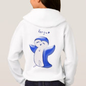 ペングハッピーペンギンおもしろいクラブ(Blue-W)キッズフード付きスウェットシャツ (裏面)