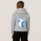 ペングハッピーペンギンおもしろいクラブ(LB-G)キッズフード付きスウェットシャツ (裏面フル)