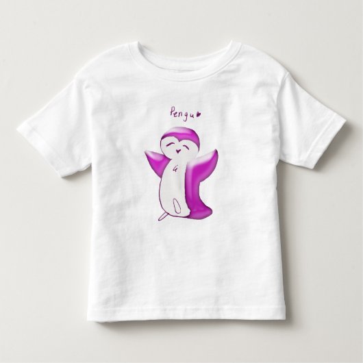 ペング ハッピー ペンギン(ブライトピンク) 幼児用Tシャツ トドラーTシャツ (正面)