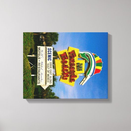 ペンサコーラビーチサイン – 14インチx 11インチキャンバスプリント キャンバスプリント (正面)