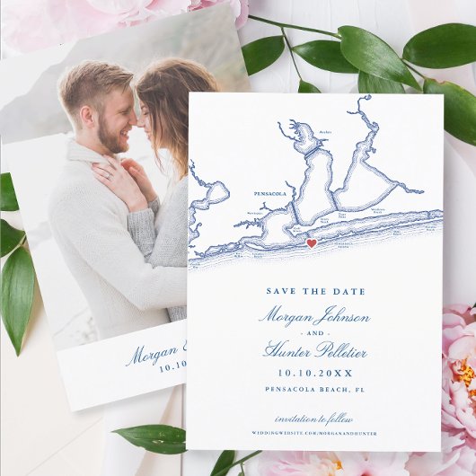 ペンサコーラビーチフロリダエレガントウェディング セーブザデート