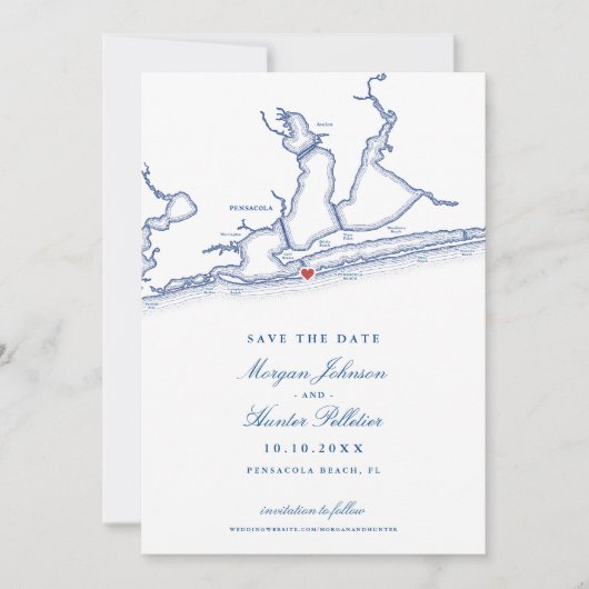 ペンサコーラビーチフロリダエレガントウェディング セーブザデート (正面)