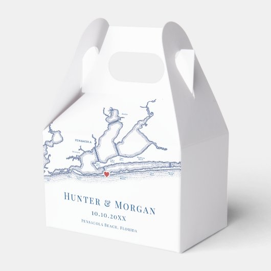 ペンサコーラビーチフロリダマップエレガントウェディング フェイバーボックス (正面サイド)