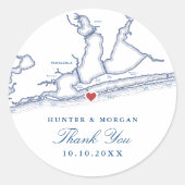 ペンサコーラビーチフロリダマップネイビー結婚式の引き出物 ラウンドシール (正面)