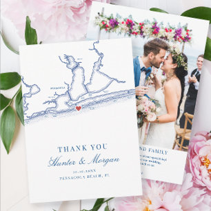 ペンサコーラビーチフロリダマップ結婚と写真 サンキューカード