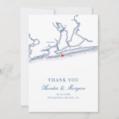 ペンサコーラビーチフロリダマップ結婚と写真 サンキューカード (正面)