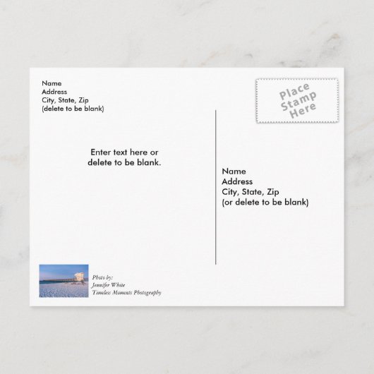 ペンサコーラ朝のライフガードステーションと桟橋の感謝 ポストカード (裏面)