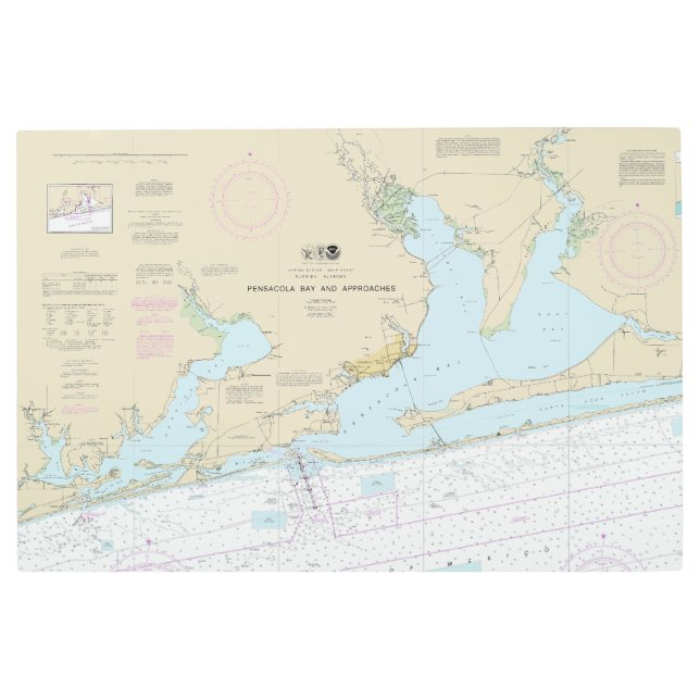 ペンサコーラ湾とアプローチ航海の図11382 メタルプリント (正面)
