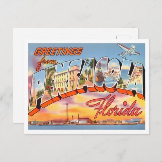 ペンサコーラ、フロリダヴィンテージ大文字葉書 ポストカード (正面/裏面)