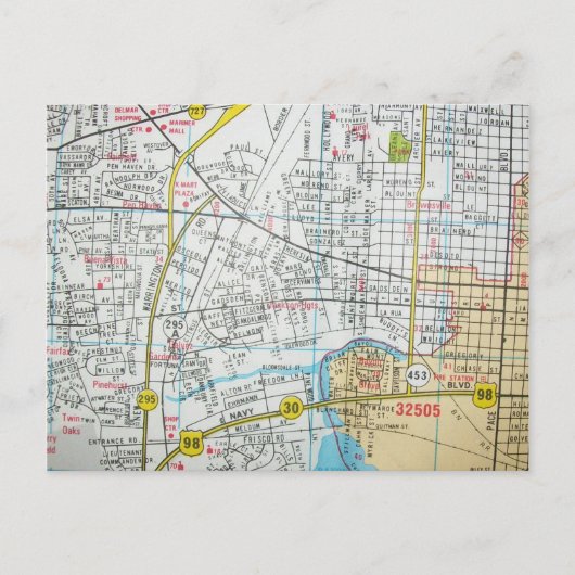 ペンサコーラ、FLヴィンテージマップポストカード ポストカード (正面)