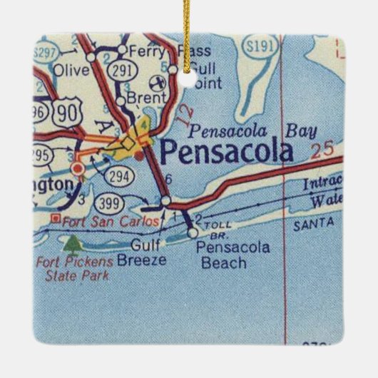 ペンサコーラFLヴィンテージマップ セラミックオーナメント (裏面)