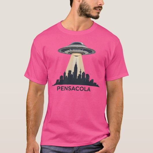 ペンサコーラUfo侵略 – Sci-Fi Cityscape Artwork Tシャツ (正面)