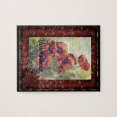 ペンシルの手で描いた赤いケシの花beauttif ジグソーパズル (横)