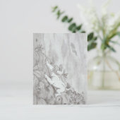 ペンシルアートホワイトライオネスファンタジー飛んでいるワシ ポストカード (スタンド正面)