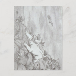 ペンシルアートホワイトライオネスファンタジー飛んでいるワシ ポストカード