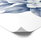 ペンシルスケッチシルバーグレーホワイト花模様 ポスター (角)