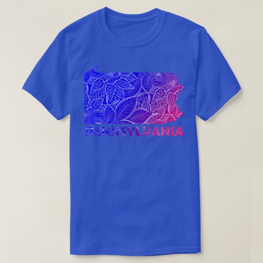 ペンシルバカラフルニアのマンダラ美術地図と文字 Tシャツ (デザイン正面)