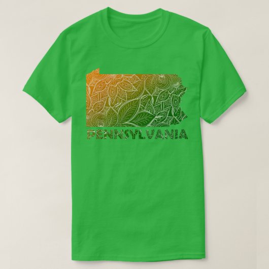 ペンシルバカラフルニアのマンダラ美術地図と文字 Tシャツ (デザイン正面)