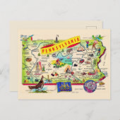 ペンシルバカラフルニアの地図 ポストカード (正面/裏面)