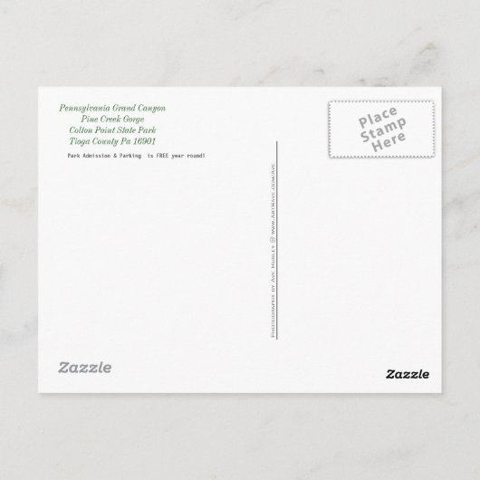 ペンシルバニアのグランドキャニオン ポストカード (裏面)