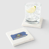 ペンシルバニアのシルエットマップのシェイプ状態フラグ ストーンコースター (横)