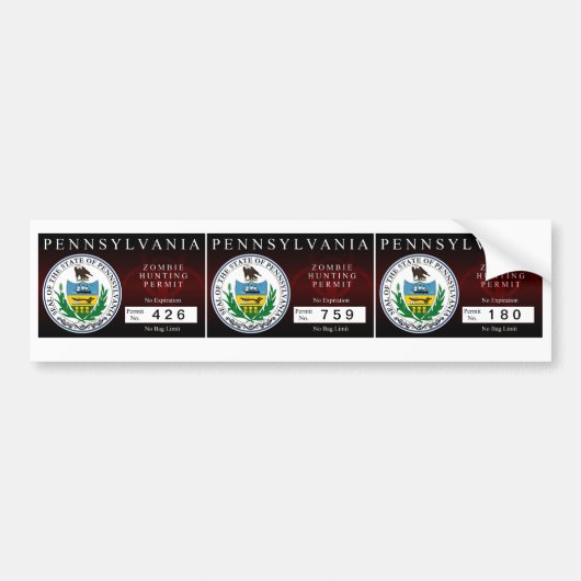 ペンシルバニアのゾンビの狩りの割り当て バンパーステッカー (正面)