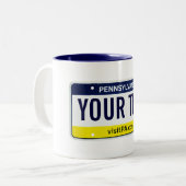 ペンシルバニアのナンバープレートのマグ ツートーンマグカップ (正面左)