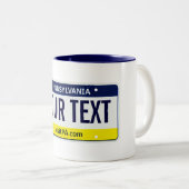 ペンシルバニアのナンバープレートのマグ ツートーンマグカップ (正面右)