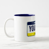 ペンシルバニアのナンバープレートのマグ ツートーンマグカップ (左)