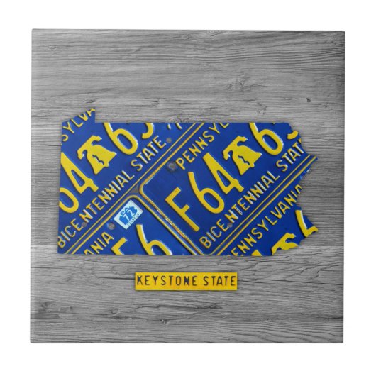 ペンシルバニアのナンバープレートの地図のセラミックタイル タイル (正面)