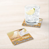 ペンシルバニアのヴィンテージ旅行ポスター スクエアペーパーコースター (インサイチュ)