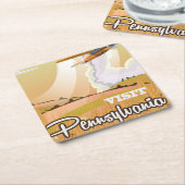 ペンシルバニアのヴィンテージ旅行ポスター スクエアペーパーコースター (アングル)