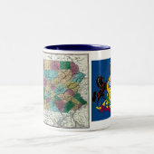 ペンシルバニアの地図および州の旗 ツートーンマグカップ (中央)