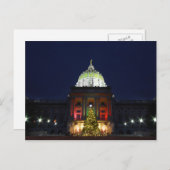 ペンシルバニアの州の国会議事堂のクリスマスツリーライト シーズンポストカード (正面/裏面)