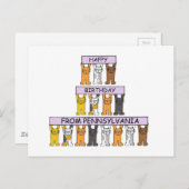 ペンシルバニアの猫のハッピーバースデー ポストカード (正面/裏面)