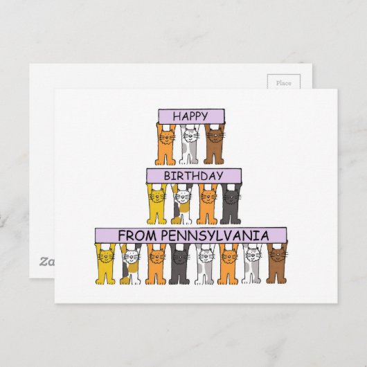 ペンシルバニアの猫のハッピーバースデー ポストカード (正面/裏面)