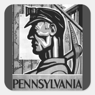 ペンシルバニアの石炭ポスターWPA 1938年のステッカー スクエアシール