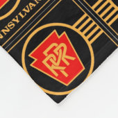 ペンシルバニアの鉄道ロゴ、黒及び金ゴールド毛布 フリースブランケット (角)