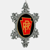 ペンシルバニアの鉄道ロゴ、黒及び金ゴールド スノーフレークピューターオーナメント (左)